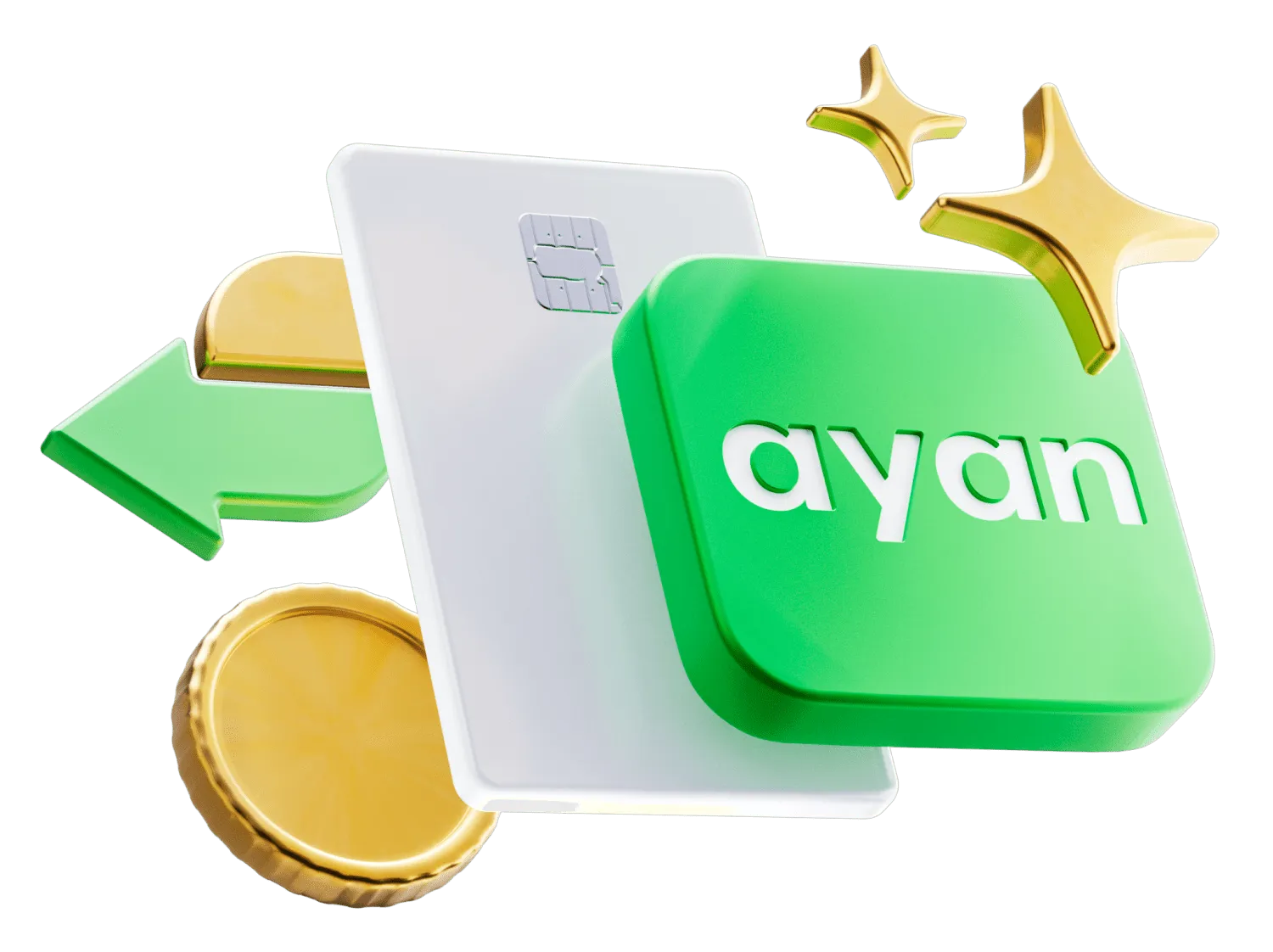 payment card, coin, stars and ayan badge